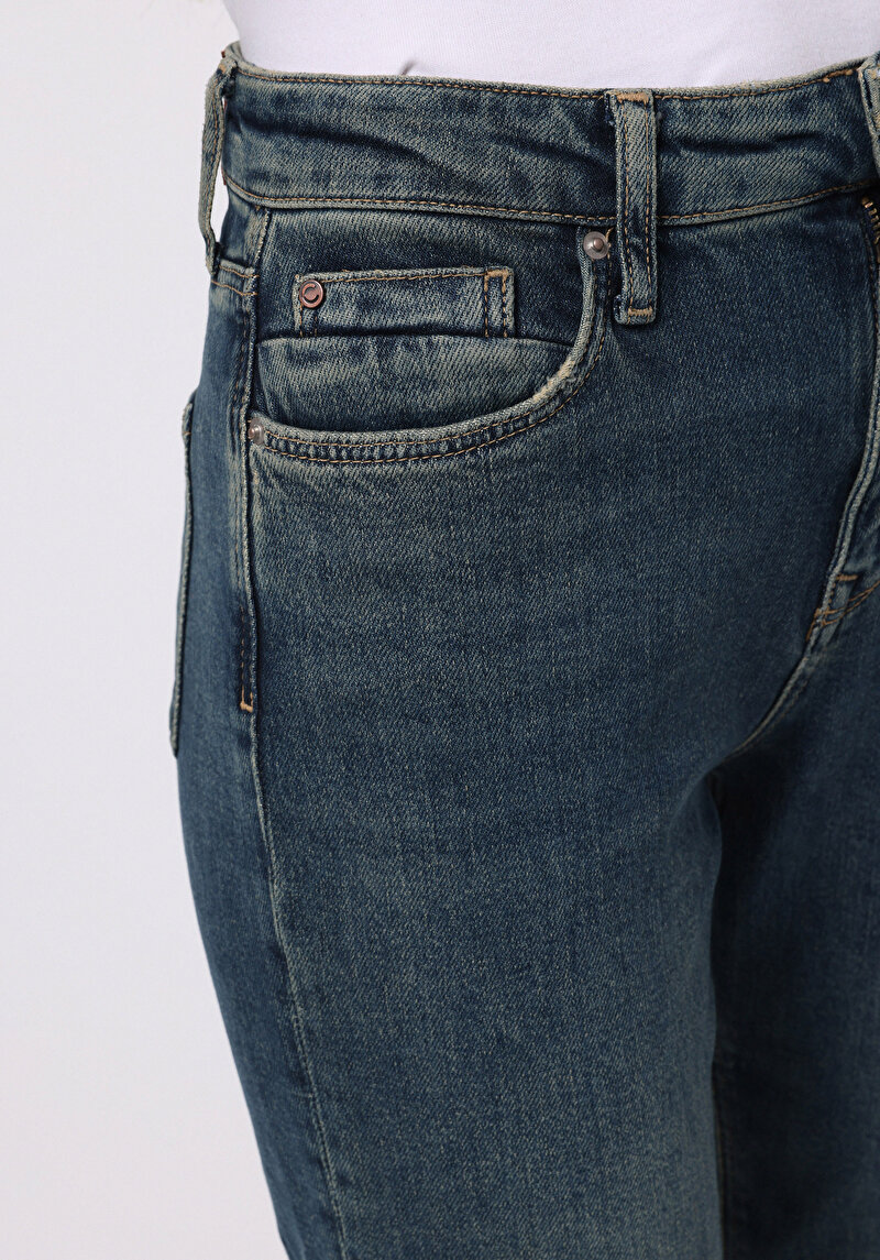 Afișați detalii pentru Pantaloni De Dama Albastru Mom Fit 896  Maria Cl1077409