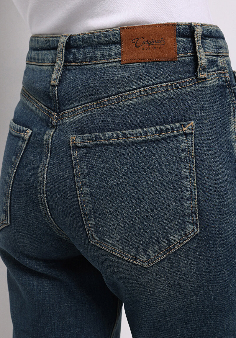 Afișați detalii pentru Pantaloni De Dama Albastru Mom Fit 896  Maria Cl1077409