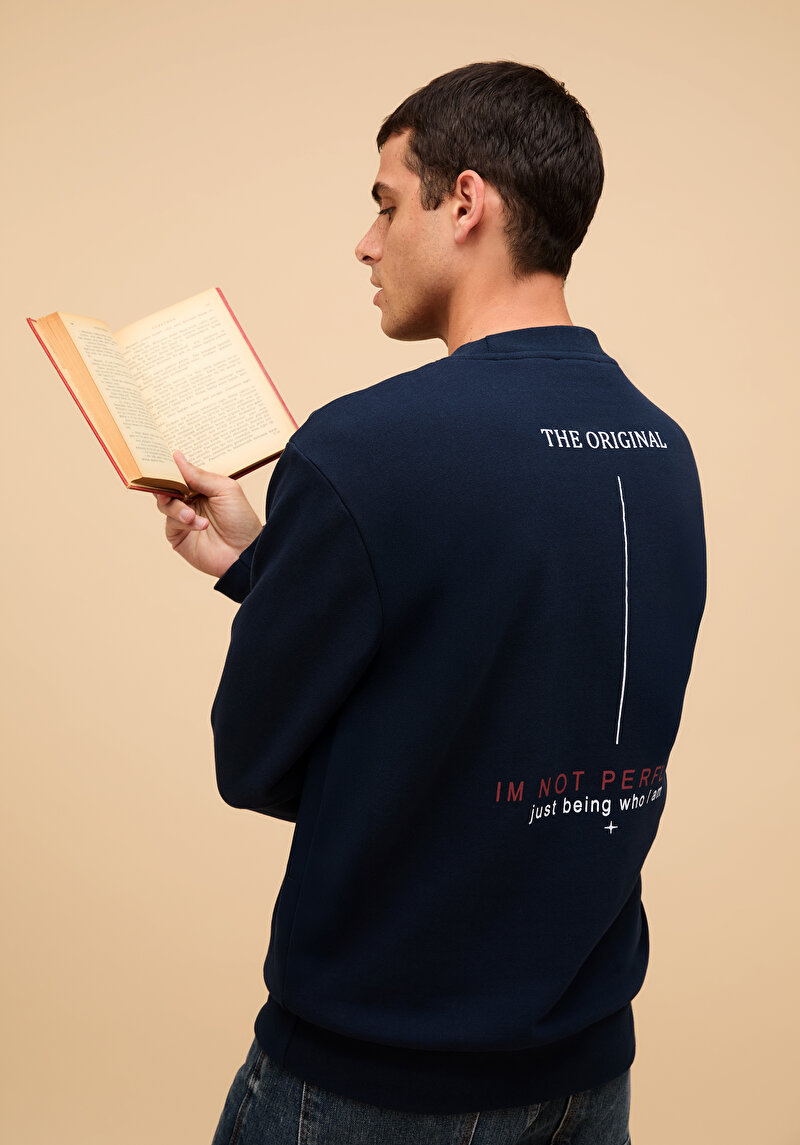 Imagine a Hanorac / Bluza De Barbati Albastru Marin Regular Fit  Cl1075352