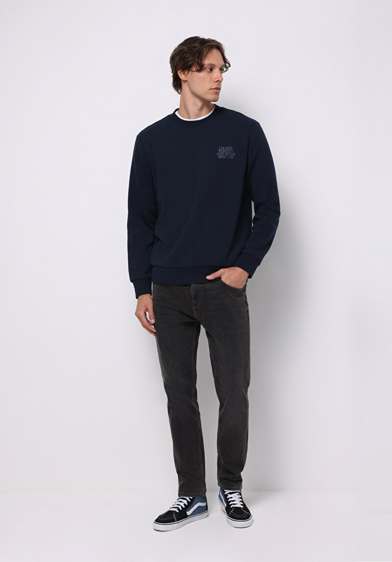 Afișați detalii pentru Hanorac / Bluza De Barbati Albastru Marin Regular Fit  Cl1075352