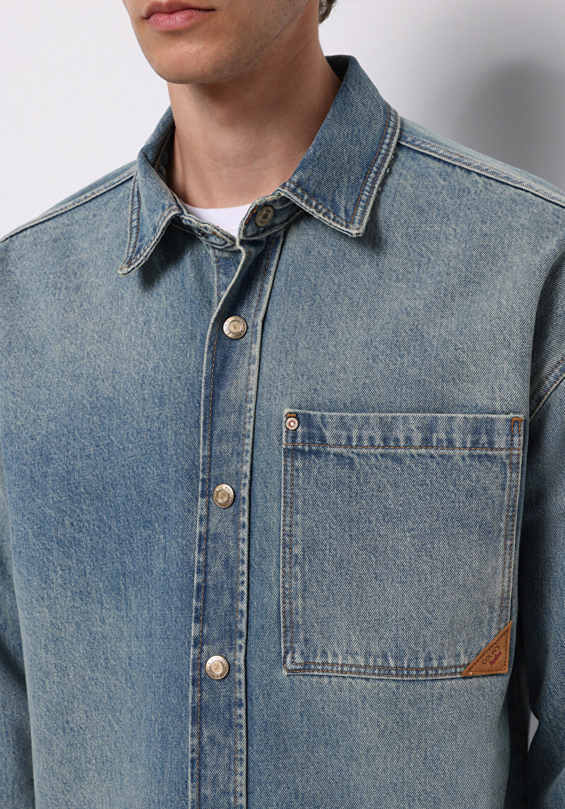 Imagine a Jachetă De Barbati Albastru Oversize Fit Cl1076867