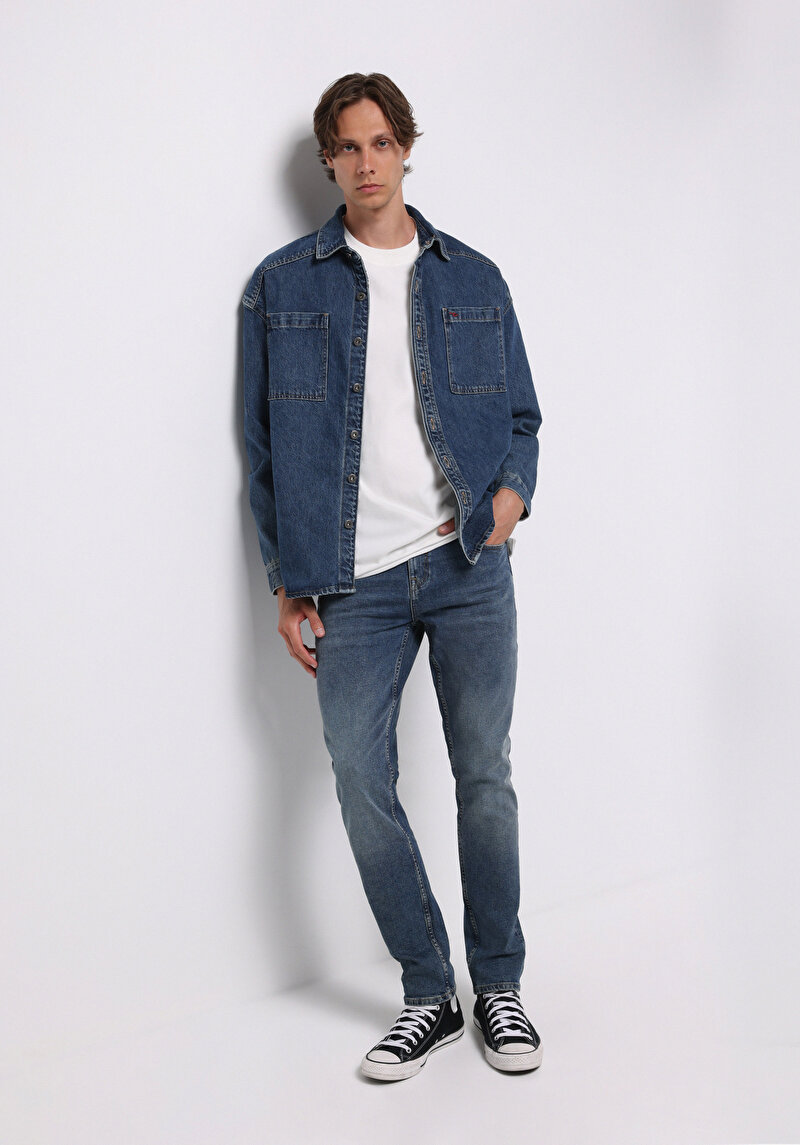 Imagine a Pantaloni De Barbati Albastru Straight Fit 044 Karl Cl1076968