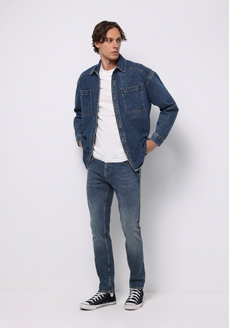 Imagine a Pantaloni De Barbati Albastru Straight Fit 044 Karl Cl1076968