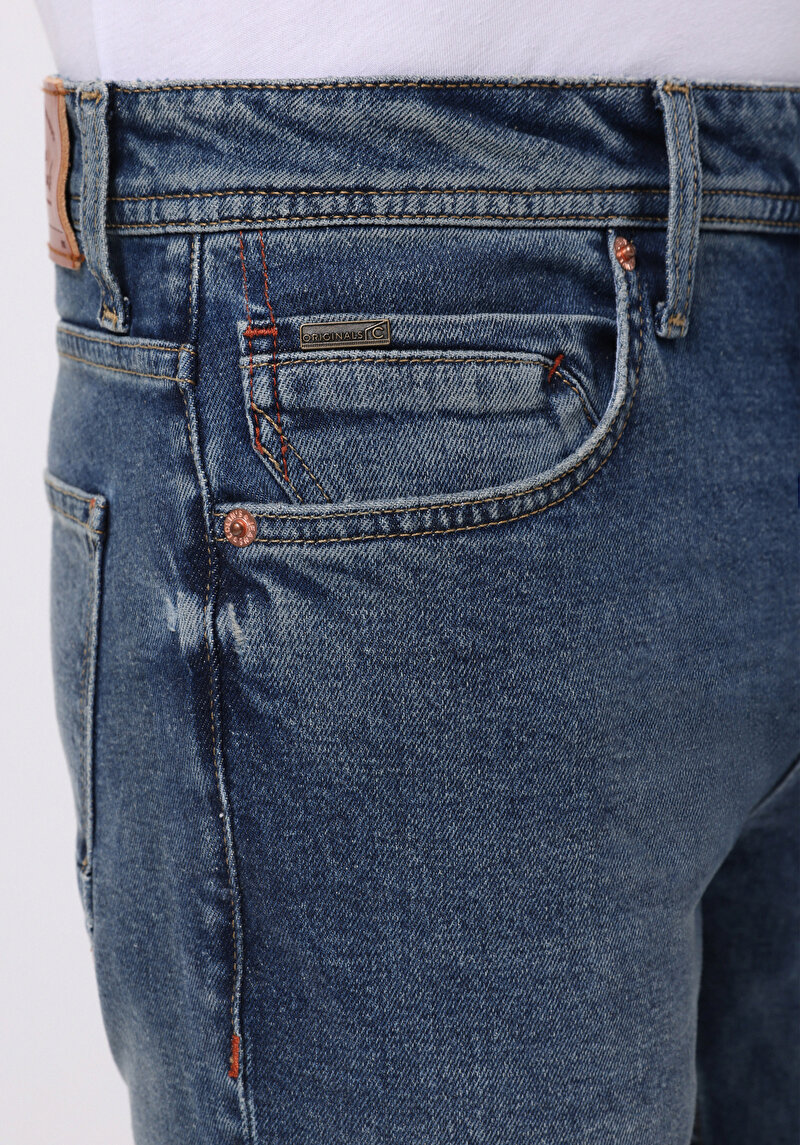 Afișați detalii pentru Pantaloni De Barbati Albastru Straight Fit 044 Karl Cl1076968