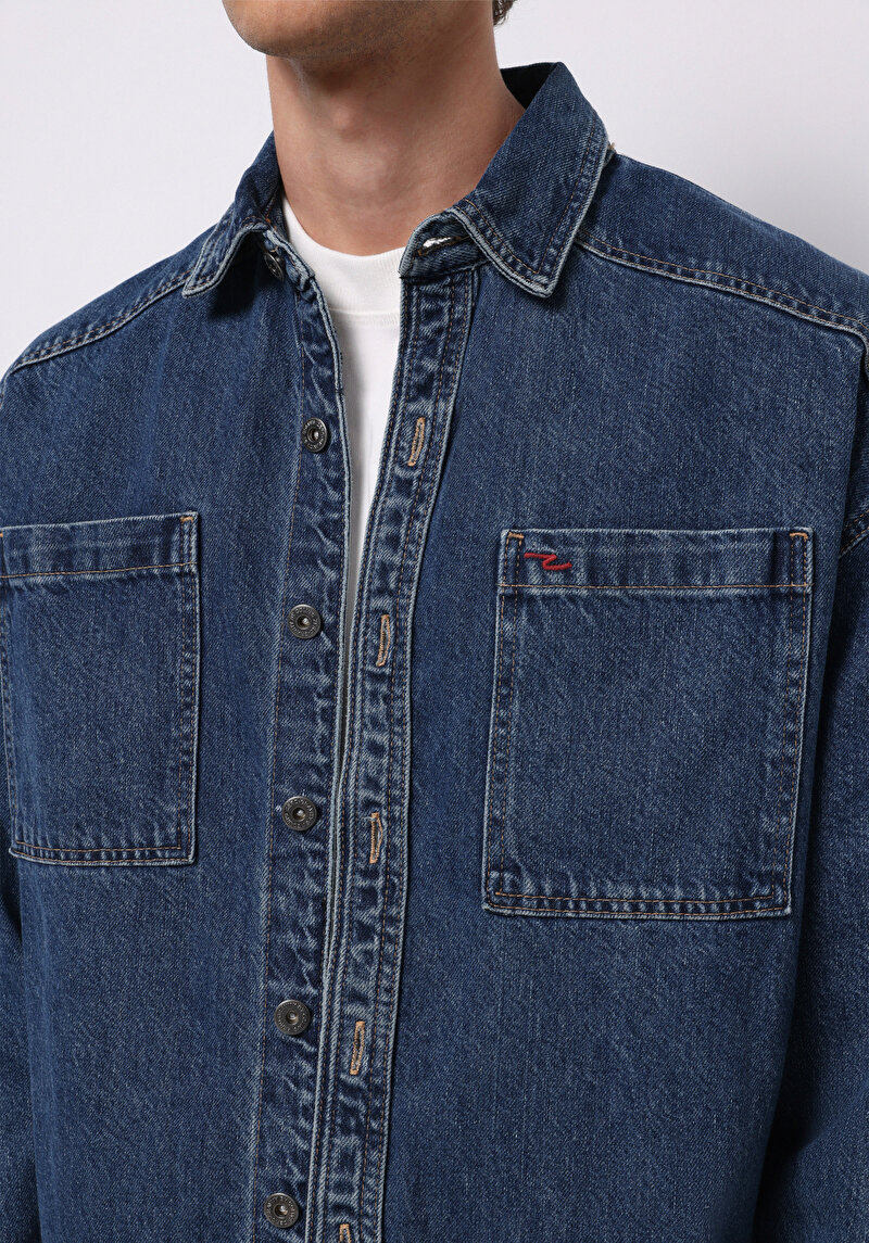 Imagine a Jachetă De Barbati Albastru Oversize Fit Cl1077540