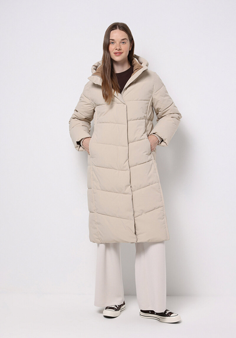 Imagine a Palton De Dama Ecru Regular Fit  Cl1076410