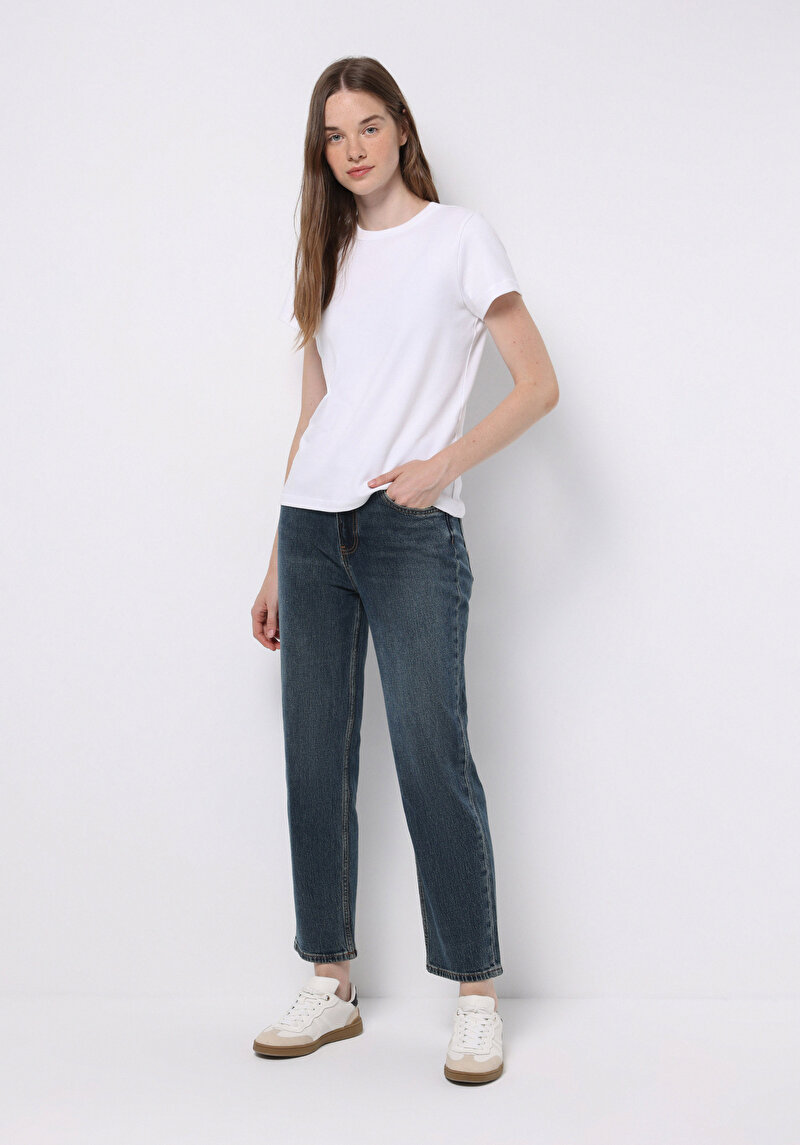 Imagine a Pantaloni De Dama Albastru Straight Fit 884 Lauren Cl1077360