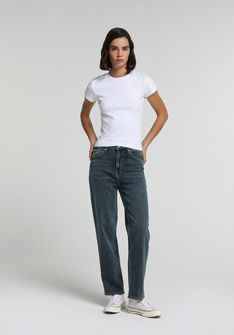 Imagine a Pantaloni De Dama Albastru Straight Fit 884 Lauren Cl1077360