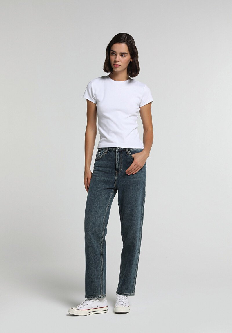 Imagine a Pantaloni De Dama Albastru Straight Fit 884 Lauren Cl1077360