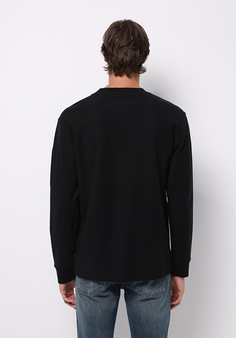 Imagine a Tricou Cu Maneca Lunga De Barbati Negru Comfort Fit Cl1075344