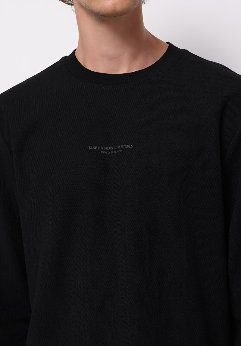 Imagine a Tricou Cu Maneca Lunga De Barbati Negru Comfort Fit Cl1075344