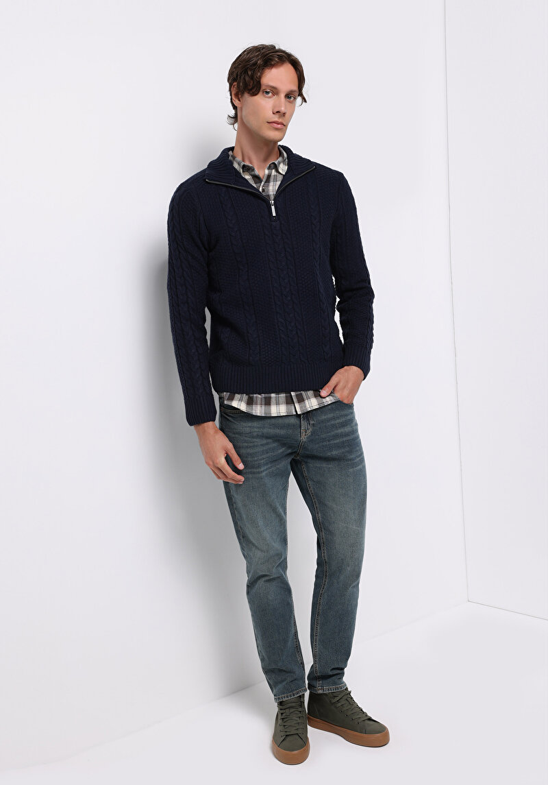 Imagine a Pulover De Barbati Albastru Marin Regular Fit Cl1076243