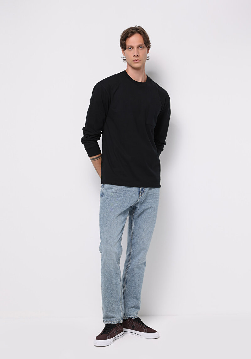 Imagine a Tricou Cu Maneca Lunga De Barbati Negru Comfort Fit Cl1076435