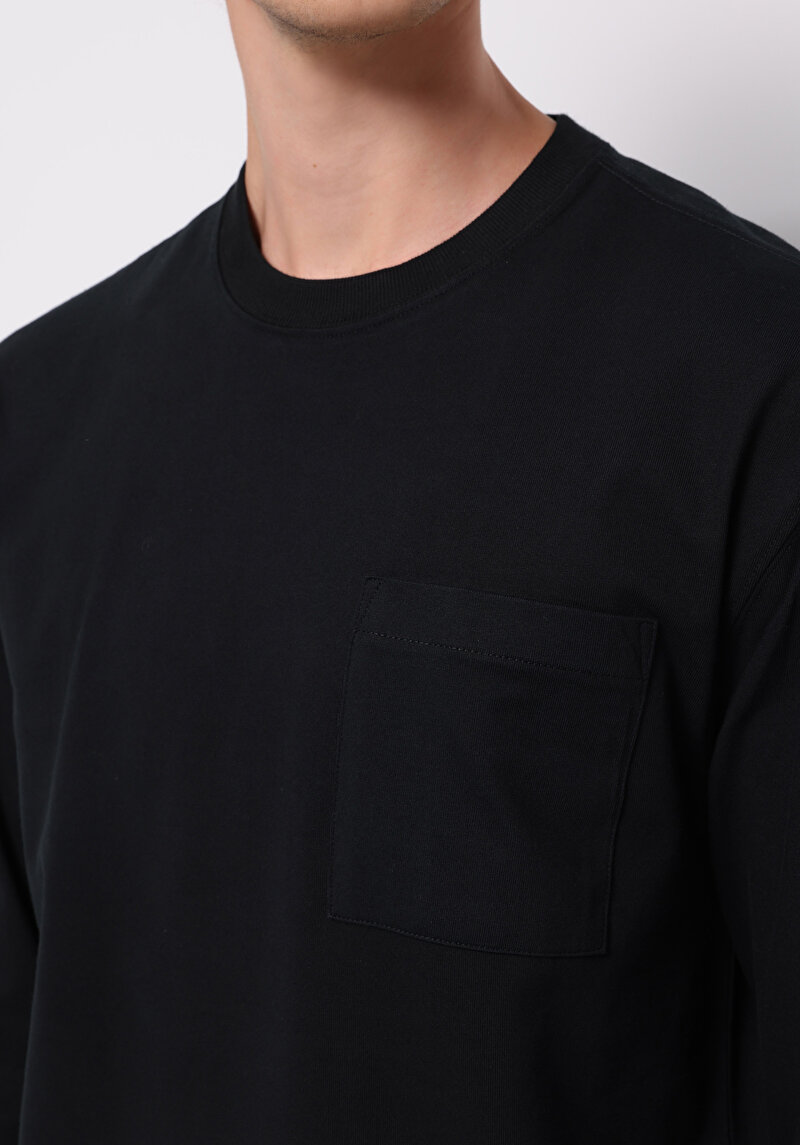 Imagine a Tricou Cu Maneca Lunga De Barbati Negru Comfort Fit Cl1076435