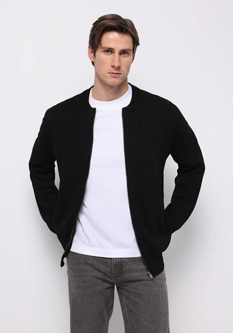 Imagine a Cardigan De Barbati Negru Regular Fit  Cl1076576