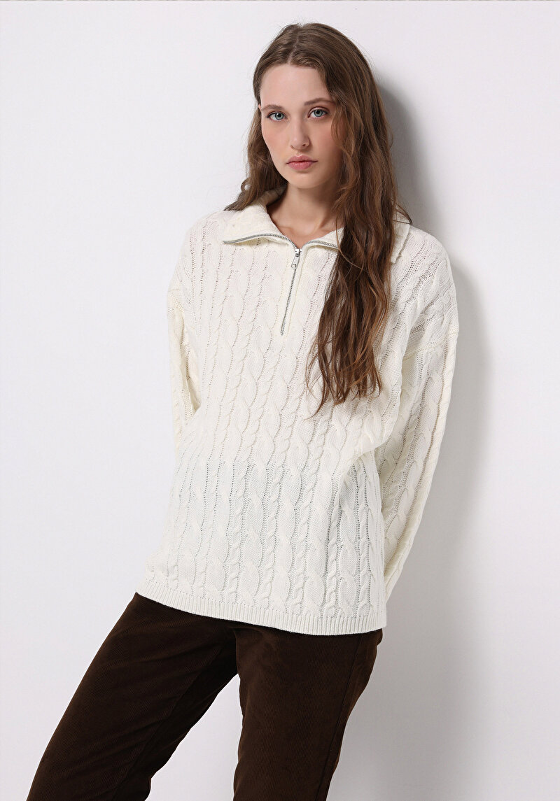 Imagine a Pulover De Dama Ecru Oversize Cl1076701