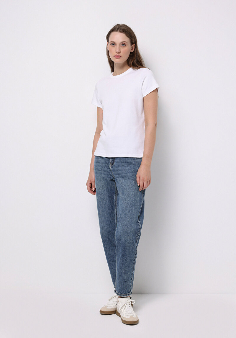 Afișați detalii pentru Pantaloni De Dama Albastru Barrel Fit  Cl1076901