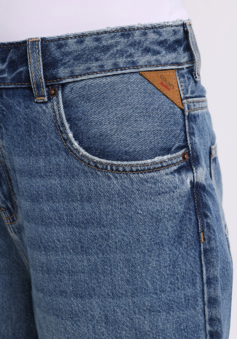 Afișați detalii pentru Pantaloni De Dama Albastru Barrel Fit  Cl1076901