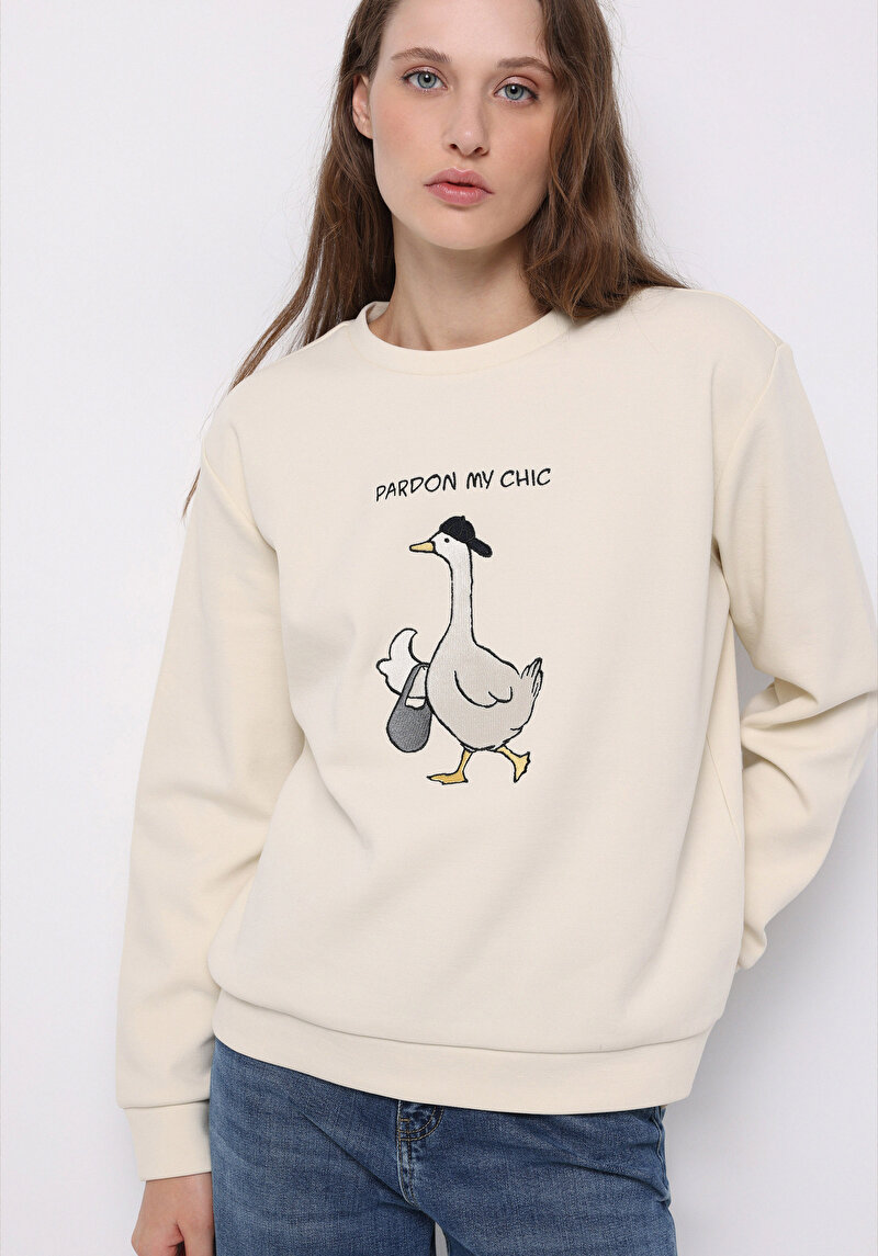 Imagine a Hanorac / Bluza De Dama Alb Regular Fit  Cl1077352