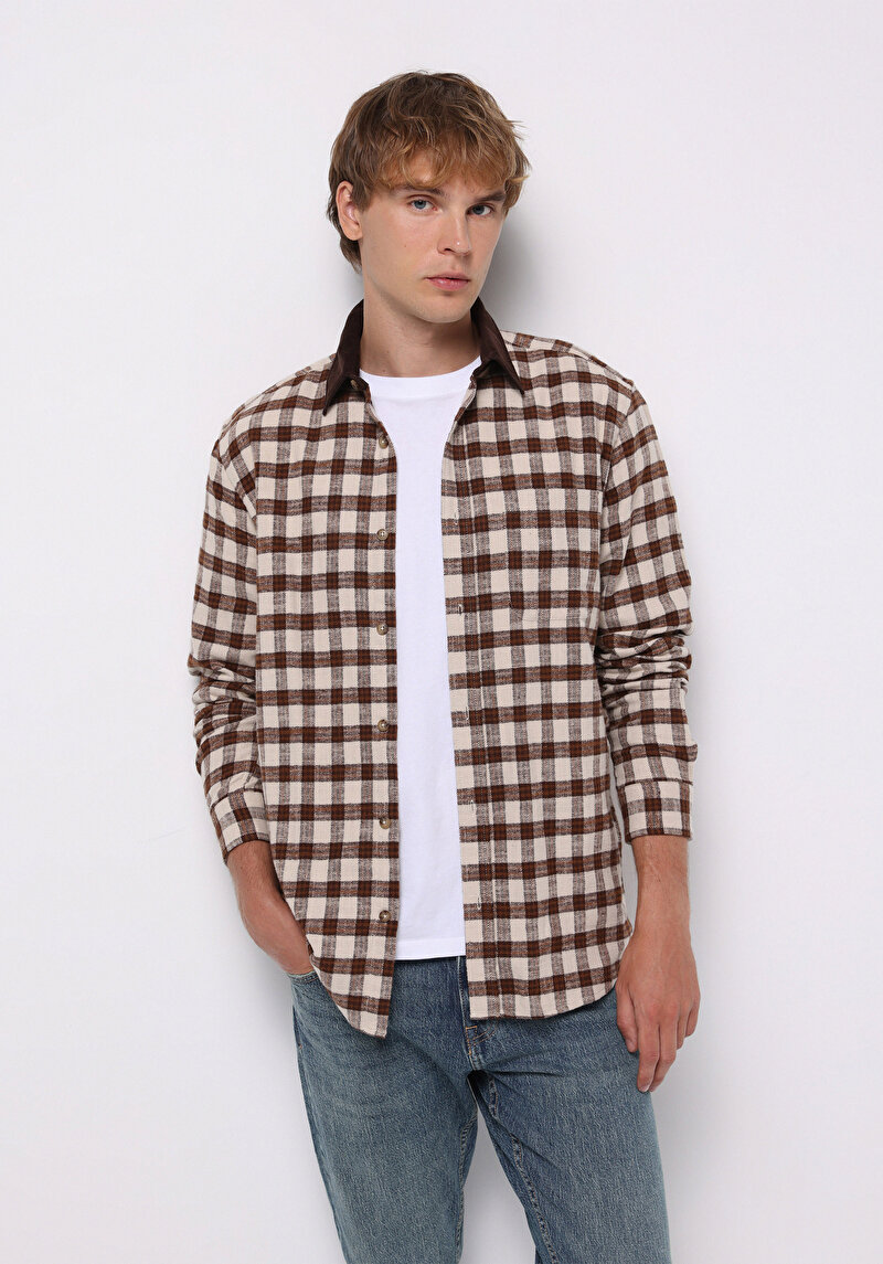 Imagine a Camasa Cu Maneca Lunga De Barbati Maro Comfort Fit Cl1077329