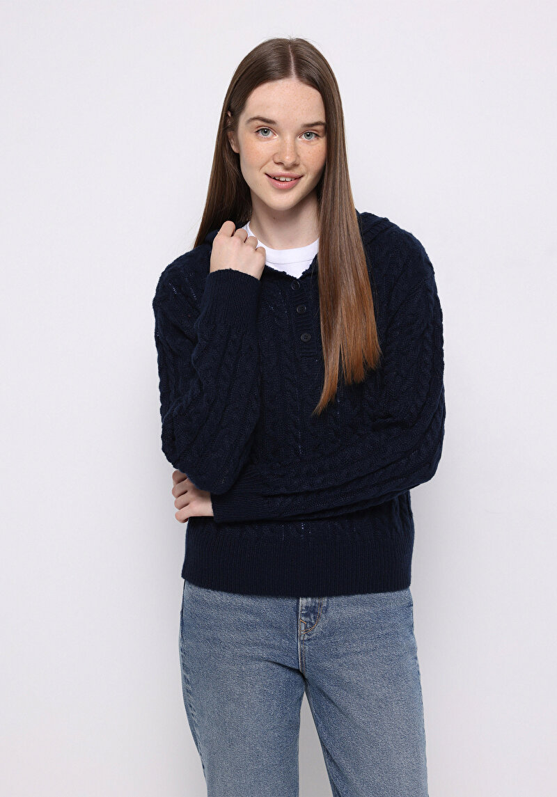 Imagine a Pulover De Dama Albastru Marin Regular Fit  Cl1076813