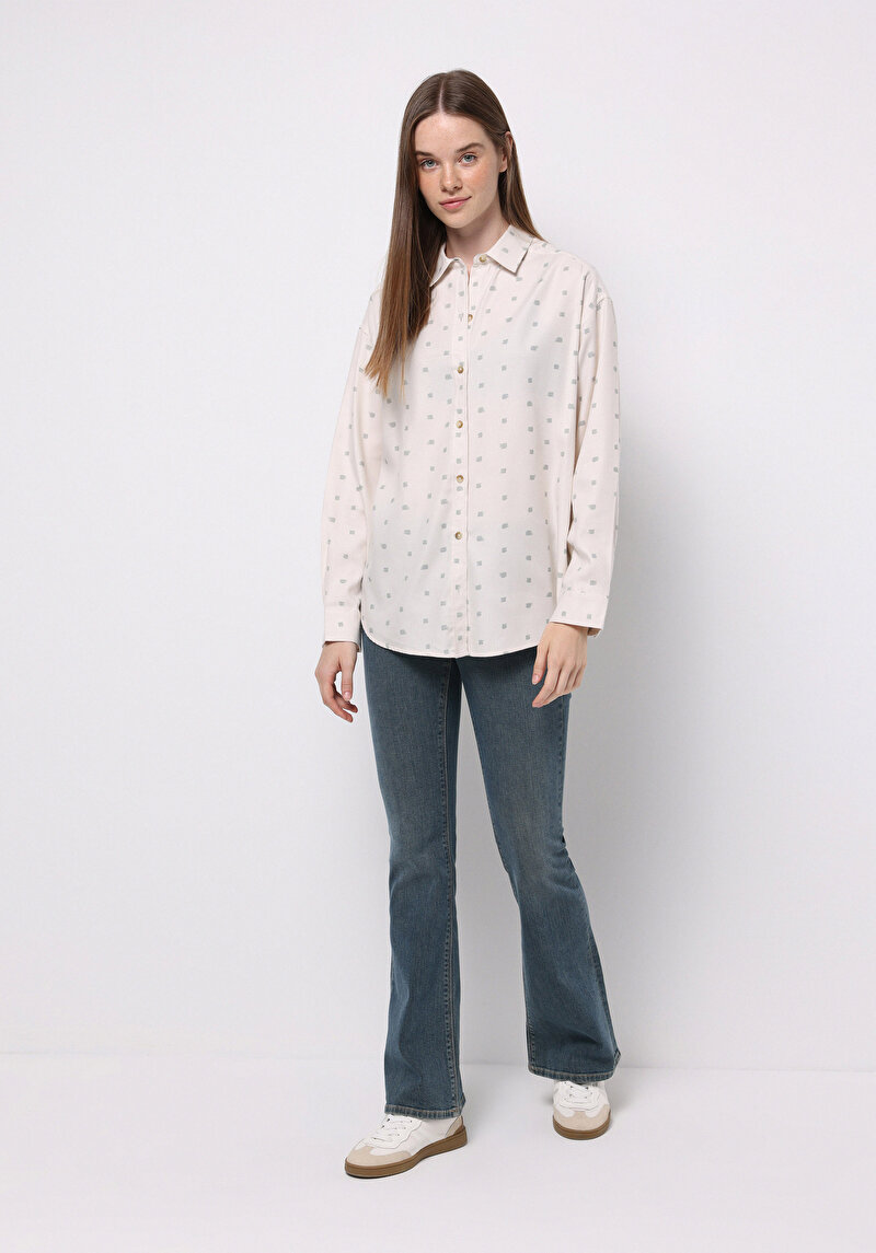 Afișați detalii pentru Camasa Cu Maneca Lunga De Dama Ecru Relax Fit  Cl1077306