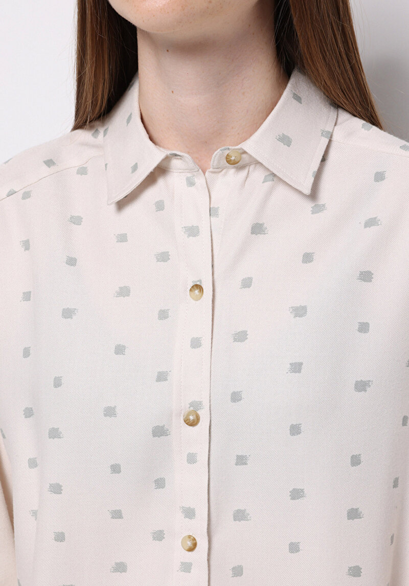 Imagine a Camasa Cu Maneca Lunga De Dama Ecru Relax Fit Cl1077306