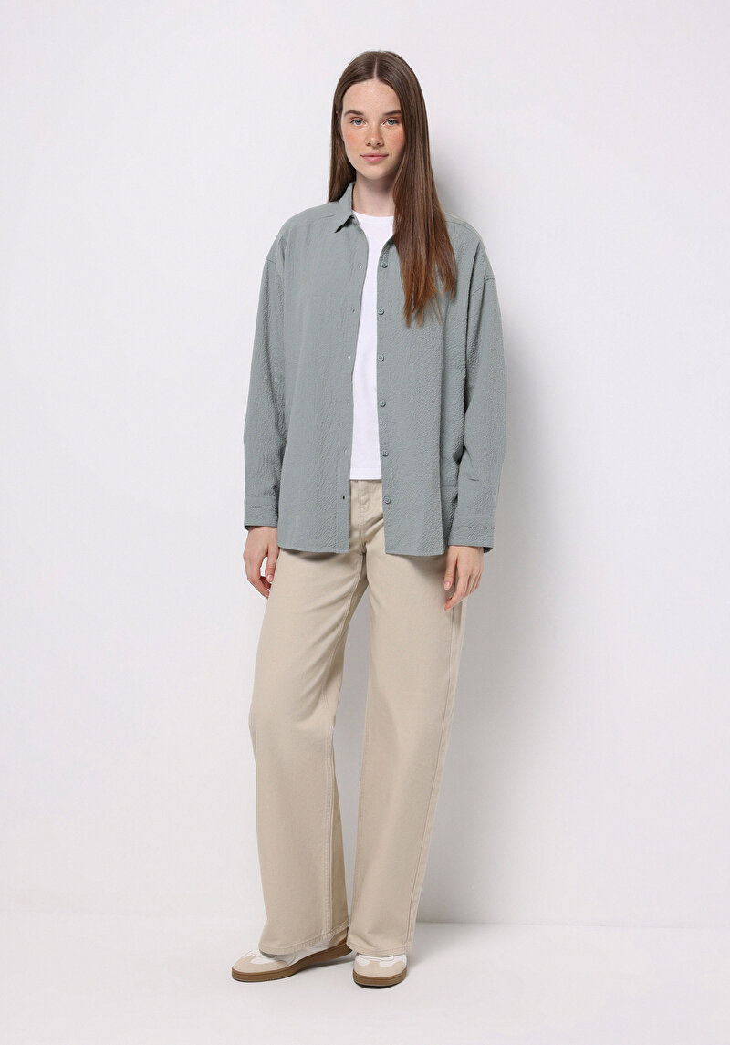 Imagine a Camasa Cu Maneca Lunga De Dama Verde Relax Fit Cl1077307