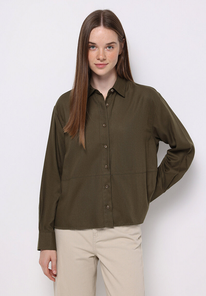 Imagine a Camasa Cu Maneca Lunga De Dama Kaki Relax Fit  Cl1077319