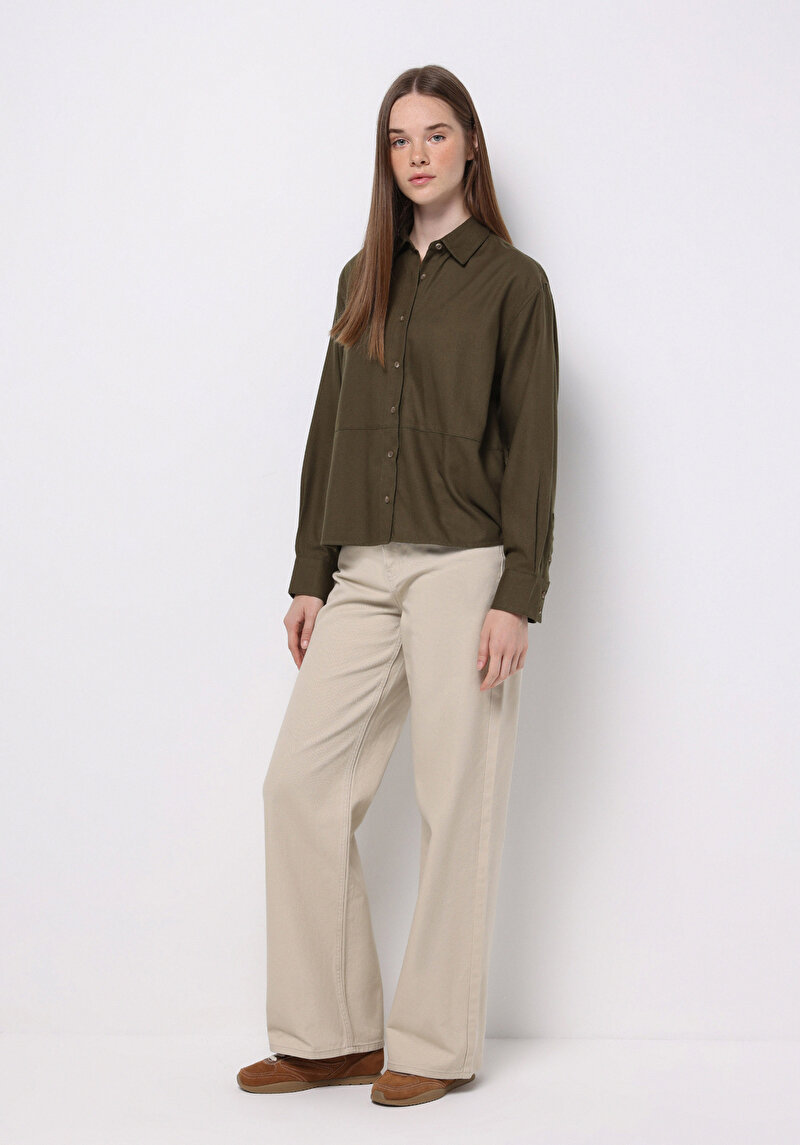 Imagine a Camasa Cu Maneca Lunga De Dama Kaki Relax Fit Cl1077319