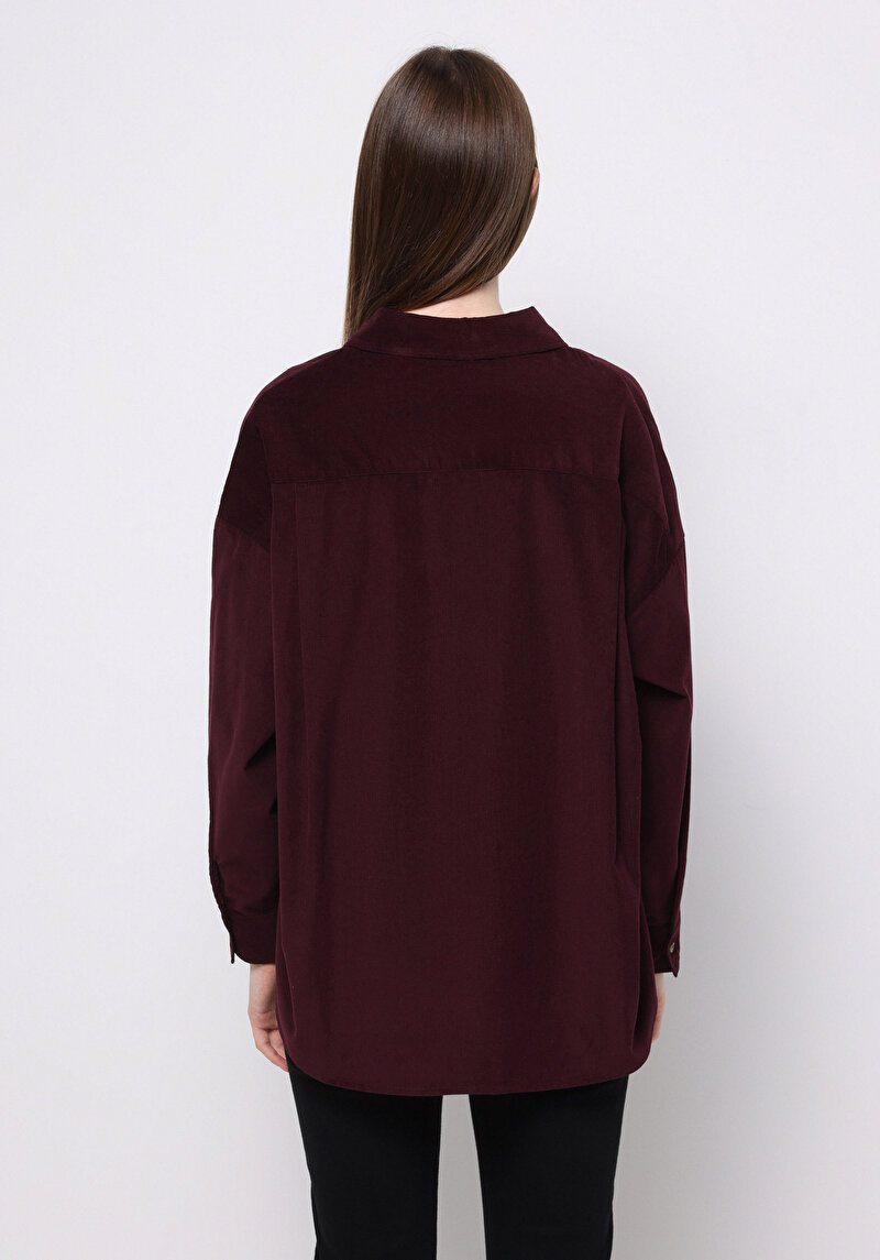 Imagine a Camasa Cu Maneca Lunga De Dama Bordo Relax Fit Cl1077327