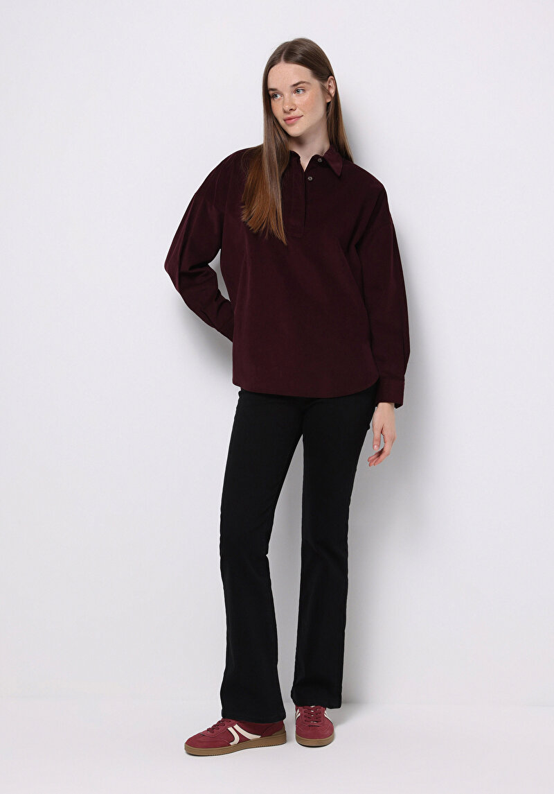 Afișați detalii pentru Camasa Cu Maneca Lunga De Dama Bordo Relax Fit  Cl1077327