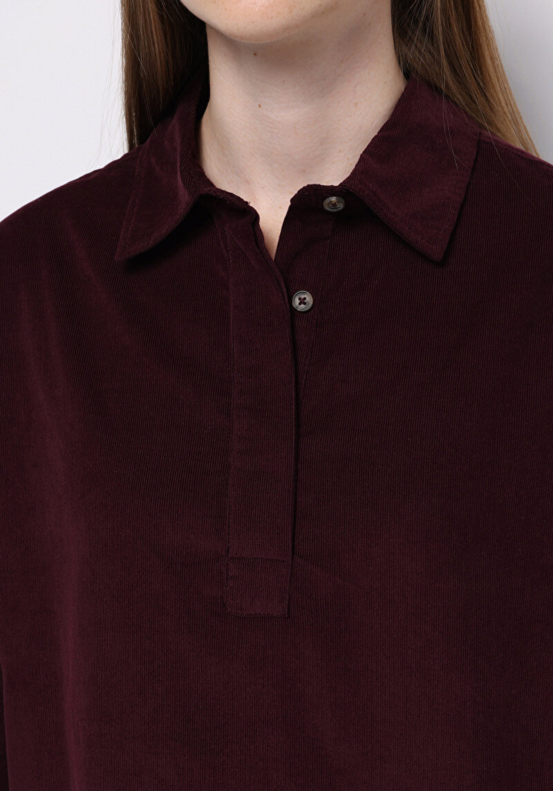 Imagine a Camasa Cu Maneca Lunga De Dama Bordo Relax Fit Cl1077327