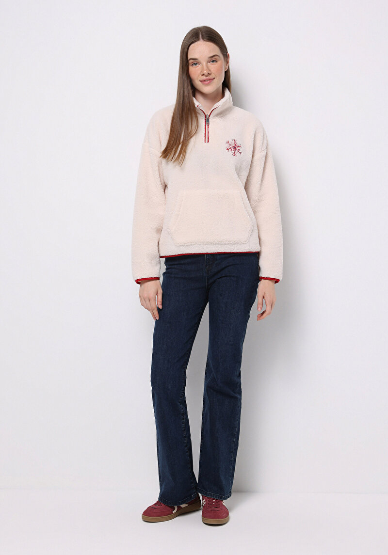 Afișați detalii pentru Hanorac / Bluza De Dama Ecru Regular Fit  Cl1077347