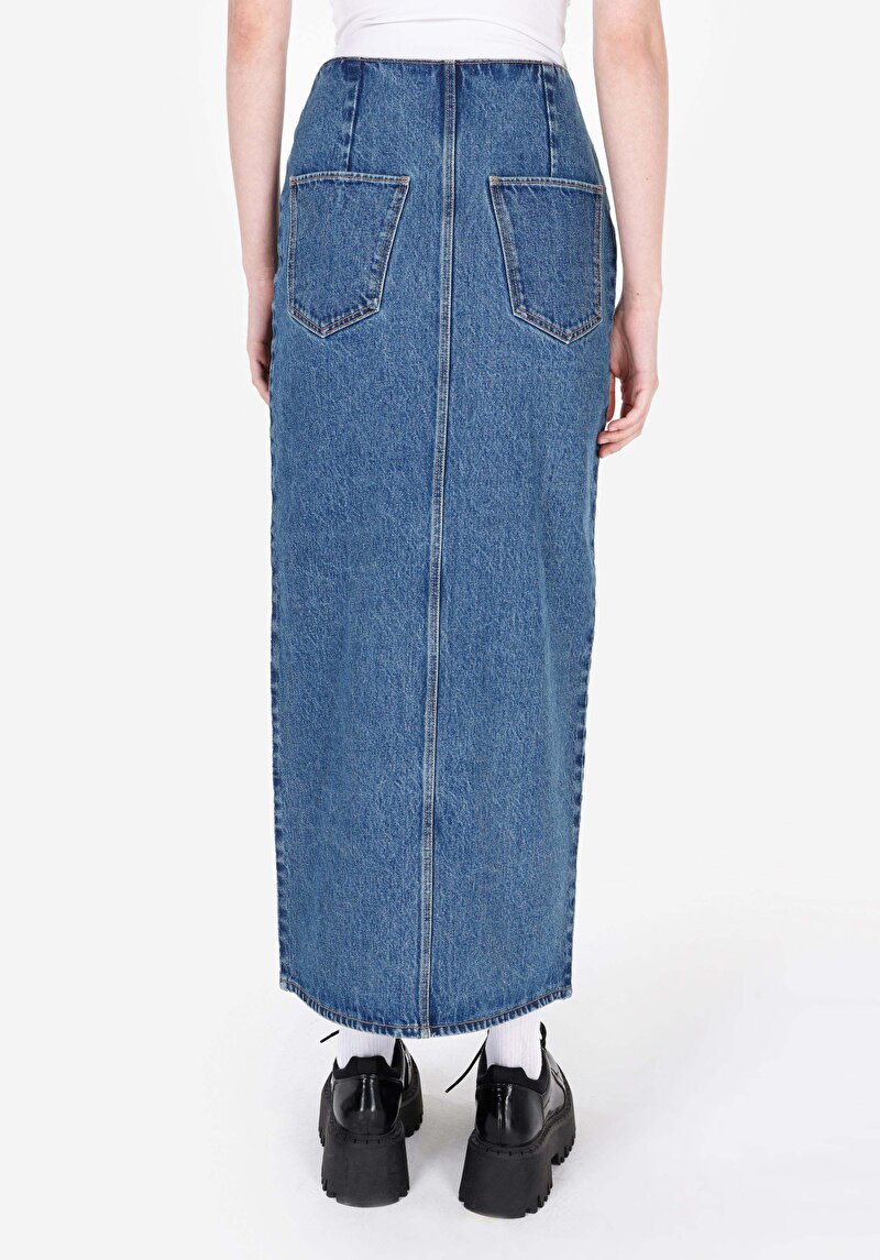 Imagine a Fusta Albastră Pentru Femei Slim Fit