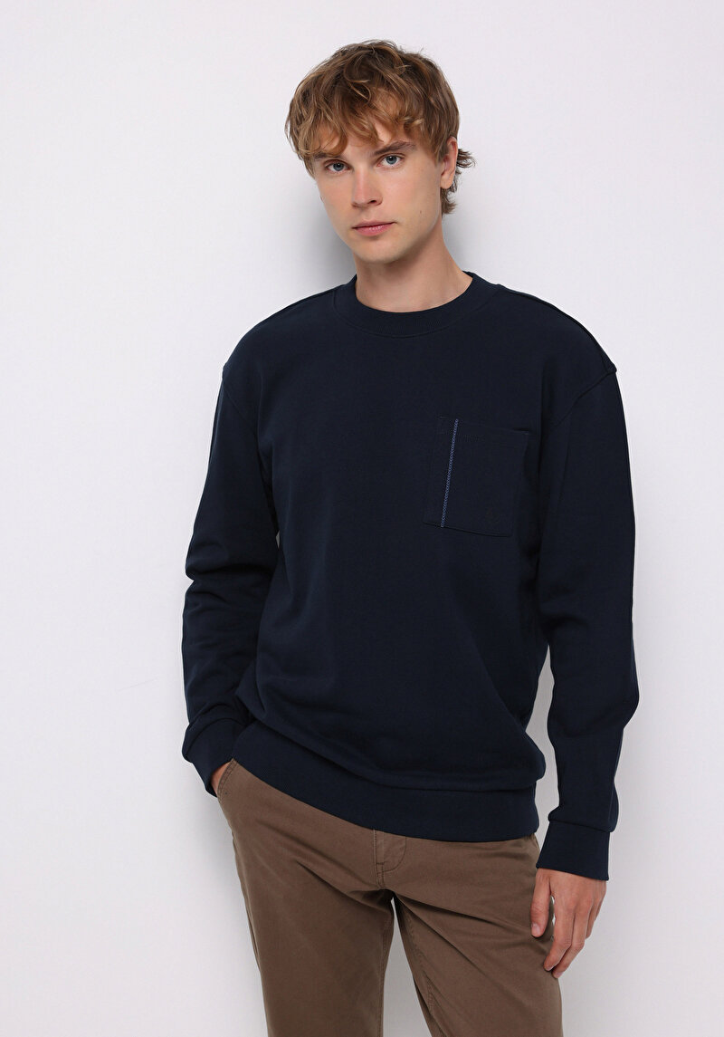 Imagine a Hanorac / Bluza De Barbati Albastru Marin Comfort Fit  Cl1076486