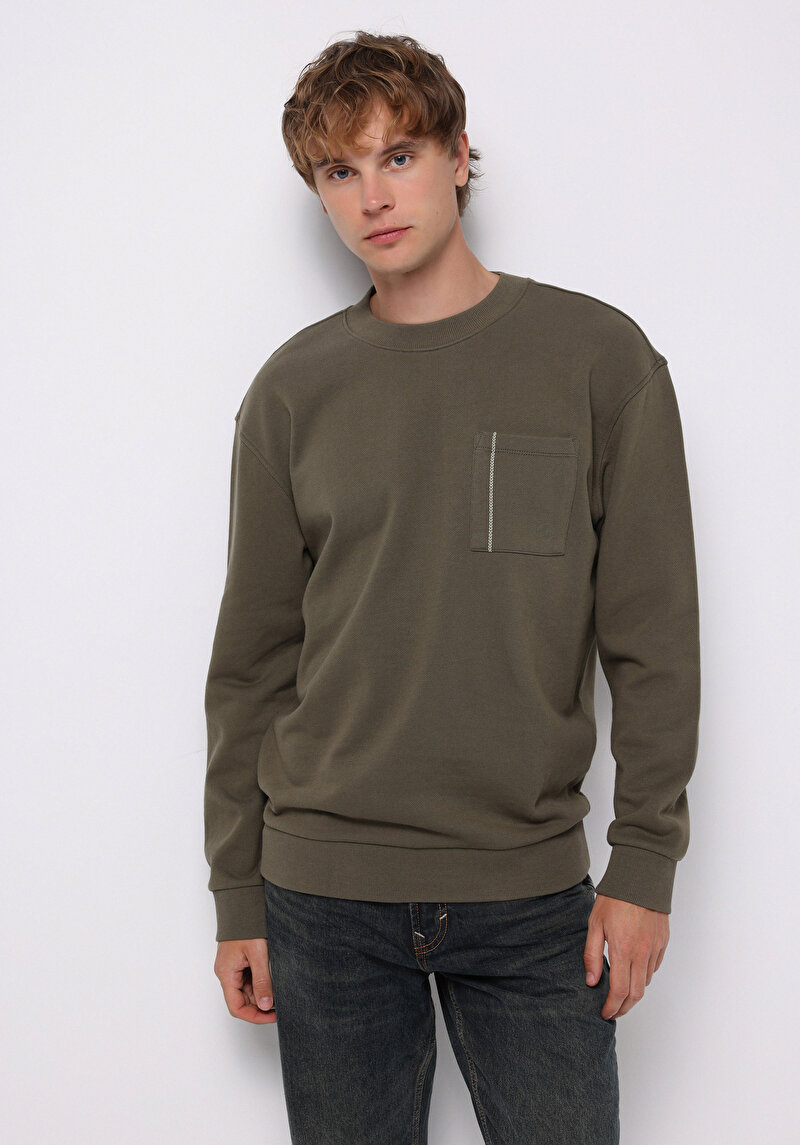 Imagine a Hanorac / Bluza De Barbati Verde Comfort Fit Cl1076486