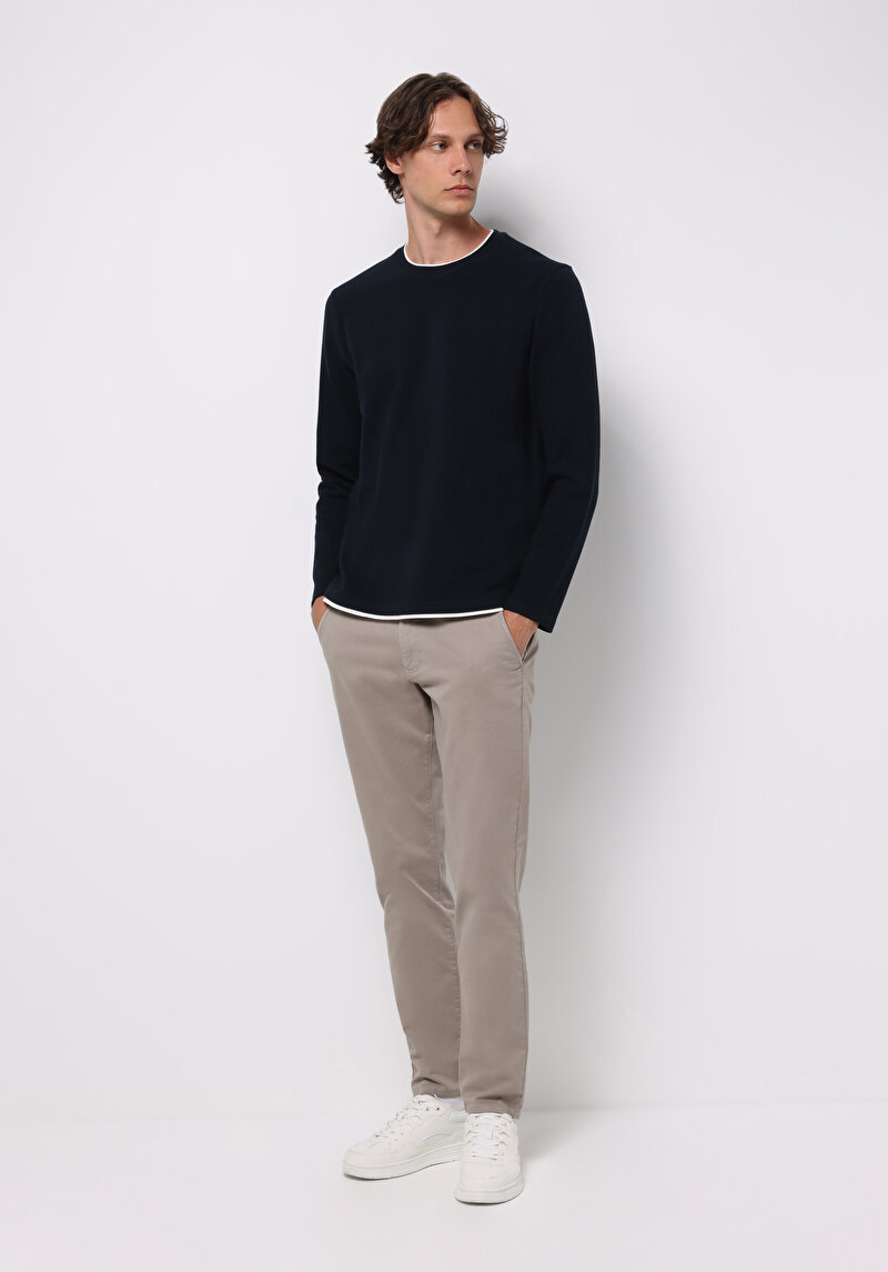 Afișați detalii pentru Tricou Cu Maneca Lunga De Barbati Albastru Marin Regular Fit  Cl1076433