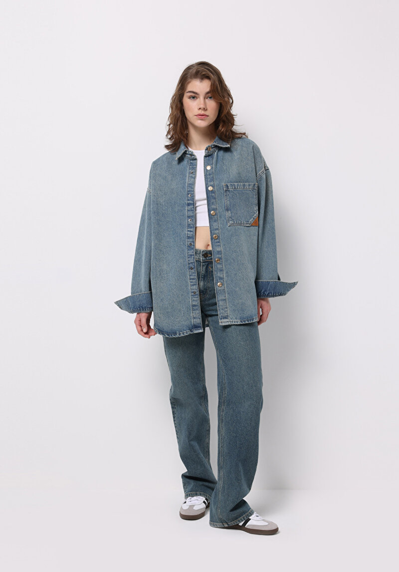 Imagine a Jachetă De Dama Albastru Oversize Fit Cl1076160