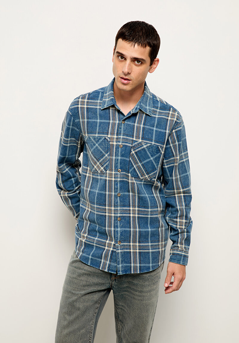 Imagine a Camasa Cu Maneca Lunga De Barbati Albastru Comfort Fit  Cl1076500