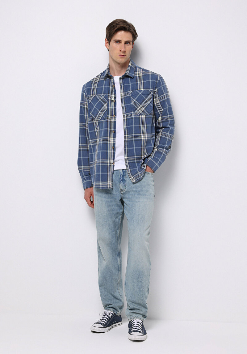 Imagine a Camasa Cu Maneca Lunga De Barbati Albastru Comfort Fit Cl1076500