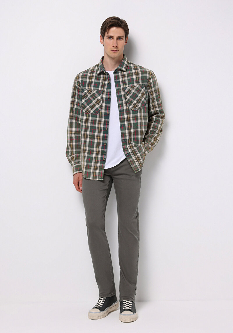 Imagine a Camasa Cu Maneca Lunga De Barbati Verde Comfort Fit Cl1076502