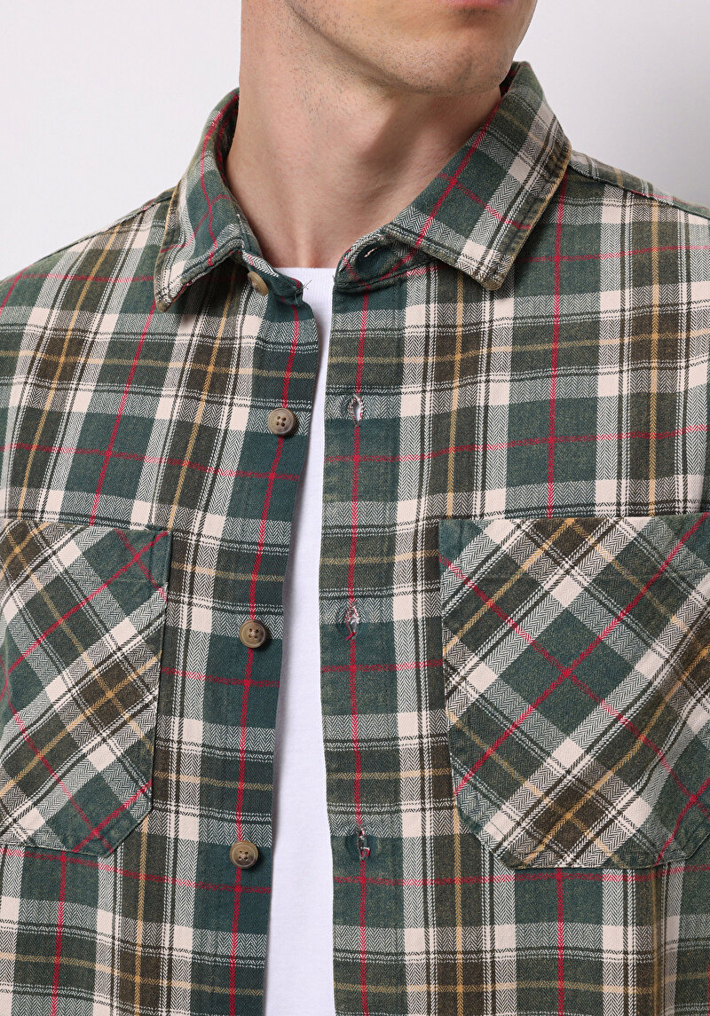 Imagine a Camasa Cu Maneca Lunga De Barbati Verde Comfort Fit Cl1076502