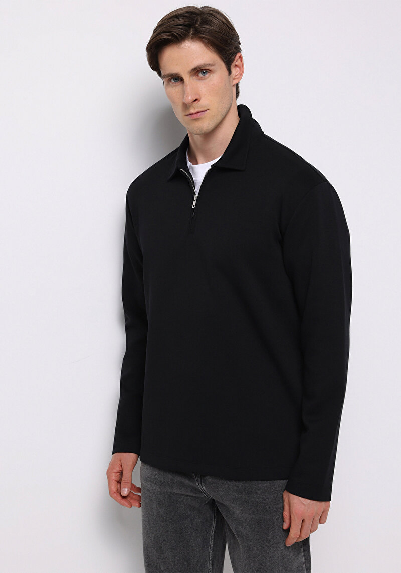 Imagine a Tricou Cu Maneca Lunga De Barbati Negru Comfort Fit Cl1077104