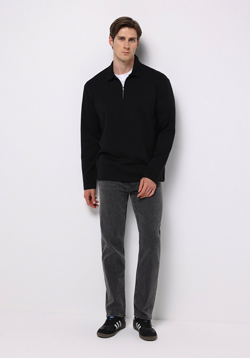 Imagine a Tricou Cu Maneca Lunga De Barbati Negru Comfort Fit Cl1077104