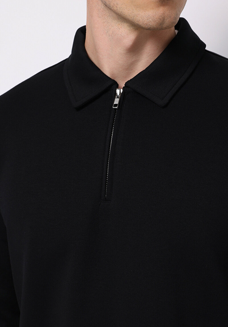 Imagine a Tricou Cu Maneca Lunga De Barbati Negru Comfort Fit Cl1077104