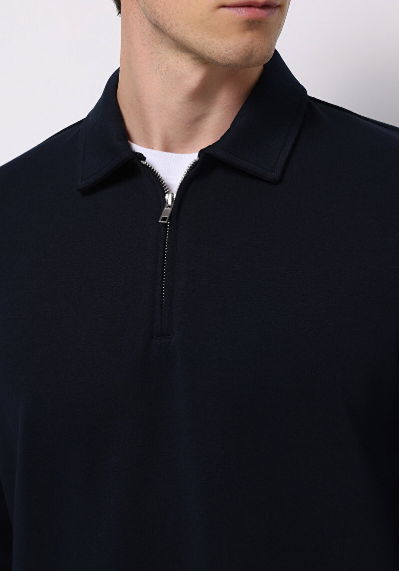 Imagine a Tricou Cu Maneca Lunga De Barbati Albastru Marin Comfort Fit Cl1077104