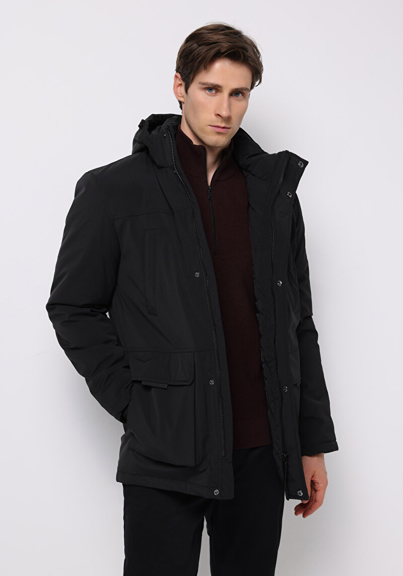 Imagine a Palton De Barbati Negru Regular Fit  Cl1076886