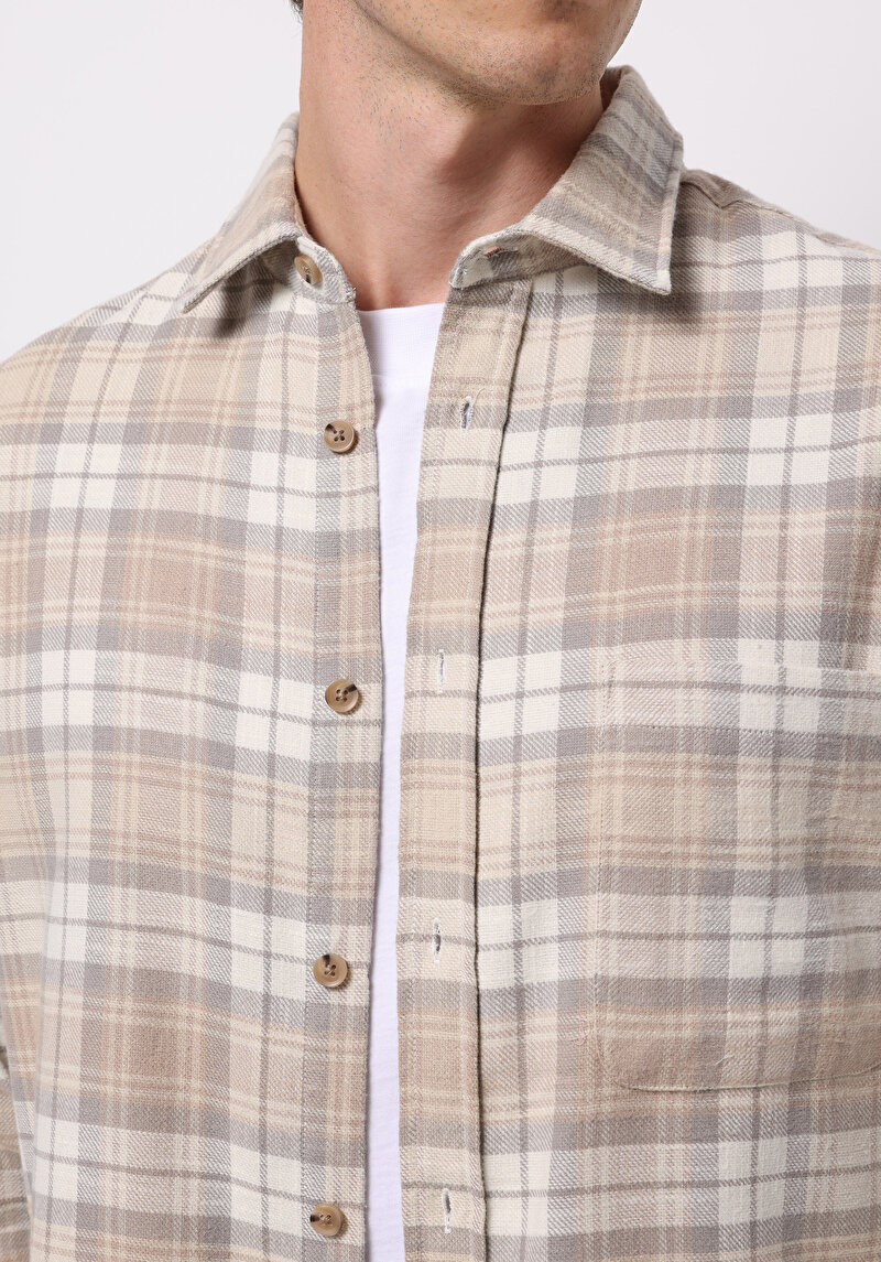 Afișați detalii pentru Camasa Cu Maneca Lunga De Barbati Bej Regular Fit  Cl1076286