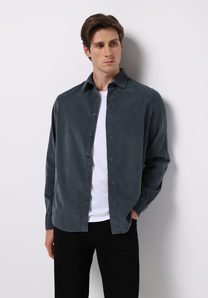 Imagine a Camasa Cu Maneca Lunga De Barbati Verde Regular Fit Cl1076851